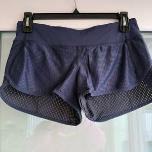 Lululemon Speed shorts, perforated / mesh navy, size 8
